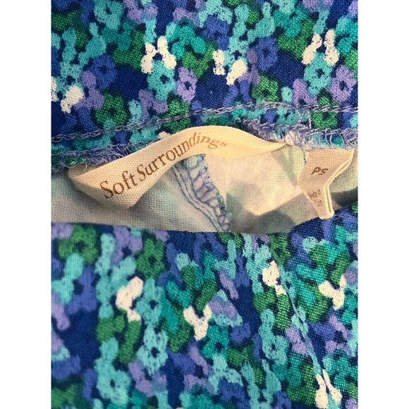 Soft Surroundings Blue Floral Cropped Pull On Pants Size PS Petite Small - Picture 10 of 12